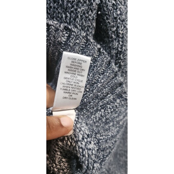 BANANA REPUBLIC TWEED FULL ZIP KNIT CARDIGAN JACKET SIZE MEDIUM BLUE - Picture 6 of 9